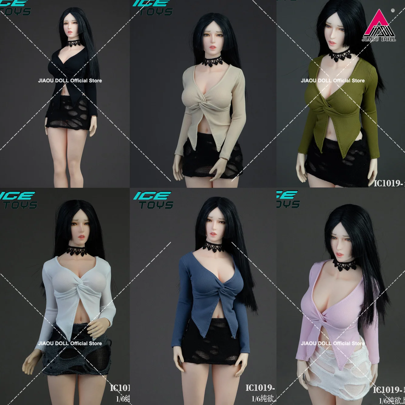 

ICE TOYS ic1019 1/6 Twisted Open-collar Shirt Hip Hugging Skirt Perforated Clothes Model fit 12'' Female Soldier Action Figure