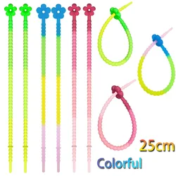 Colorful 25CM Cable Winder Silicone Reusable Ties Cord Keeper Earbuds Straps For Airpods iphone Charging Cable Headphone Wire