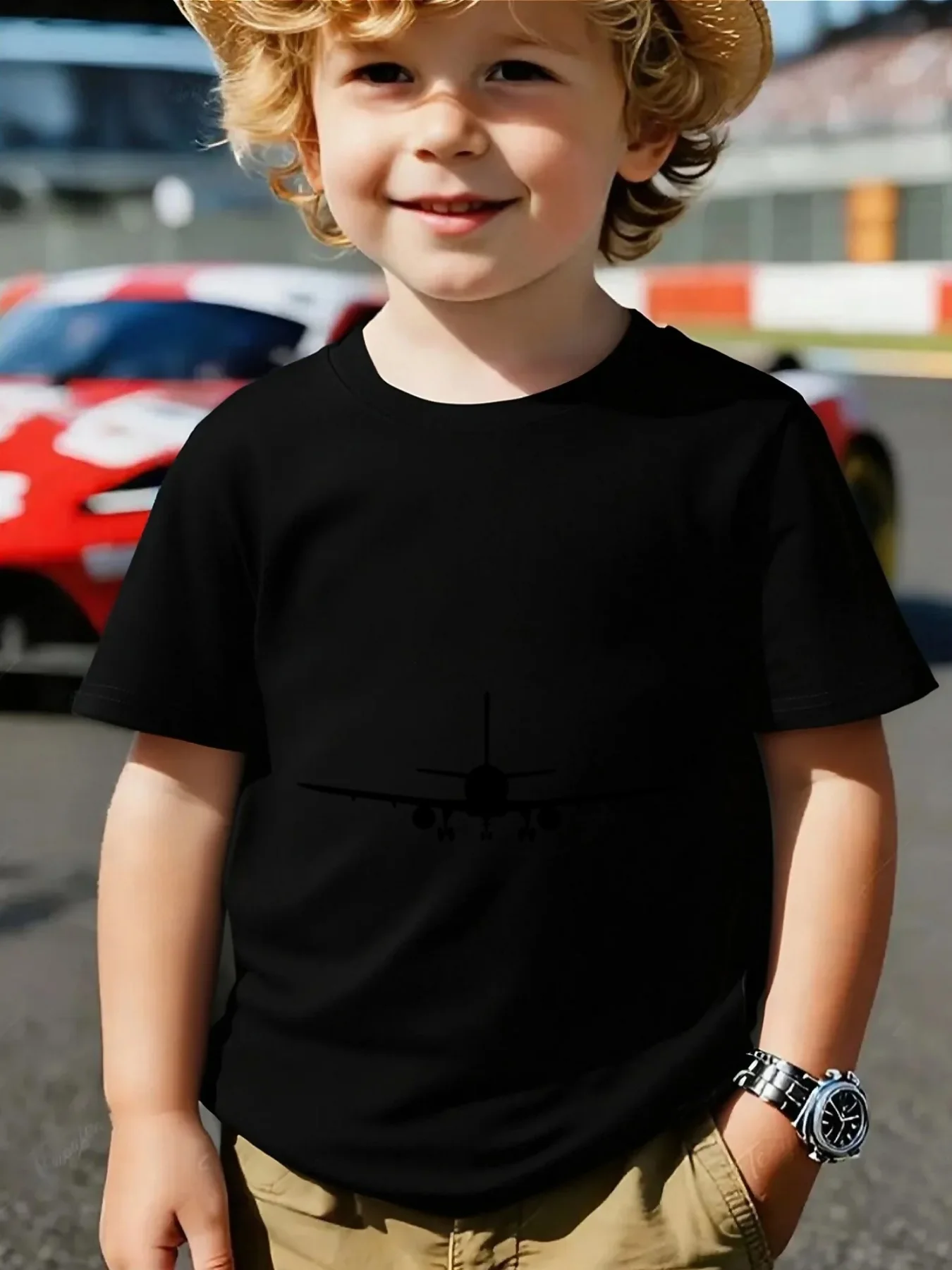 Airplane Silhouette Print Family Matching Short Sleeve Tee Boys Girls Kids Casual Simple Plane Pattern Summer Daily Wear Tops