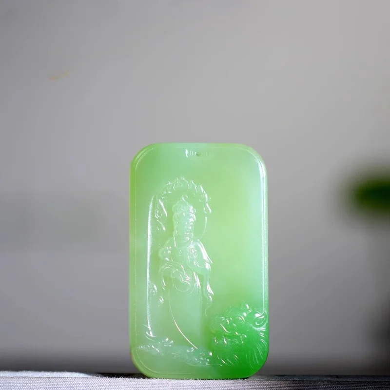 Ice Bottom Green Material Manjushri Bodhisattva Pendant Can Be Customized Pendant