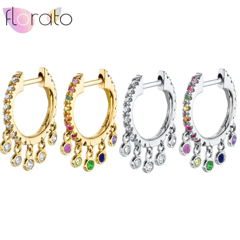 

925 Sterling Silver Needle Niche Design Many Small Circle Zircon Pendant Earrings Women's Fashionable Versatile Jewelry Gifts