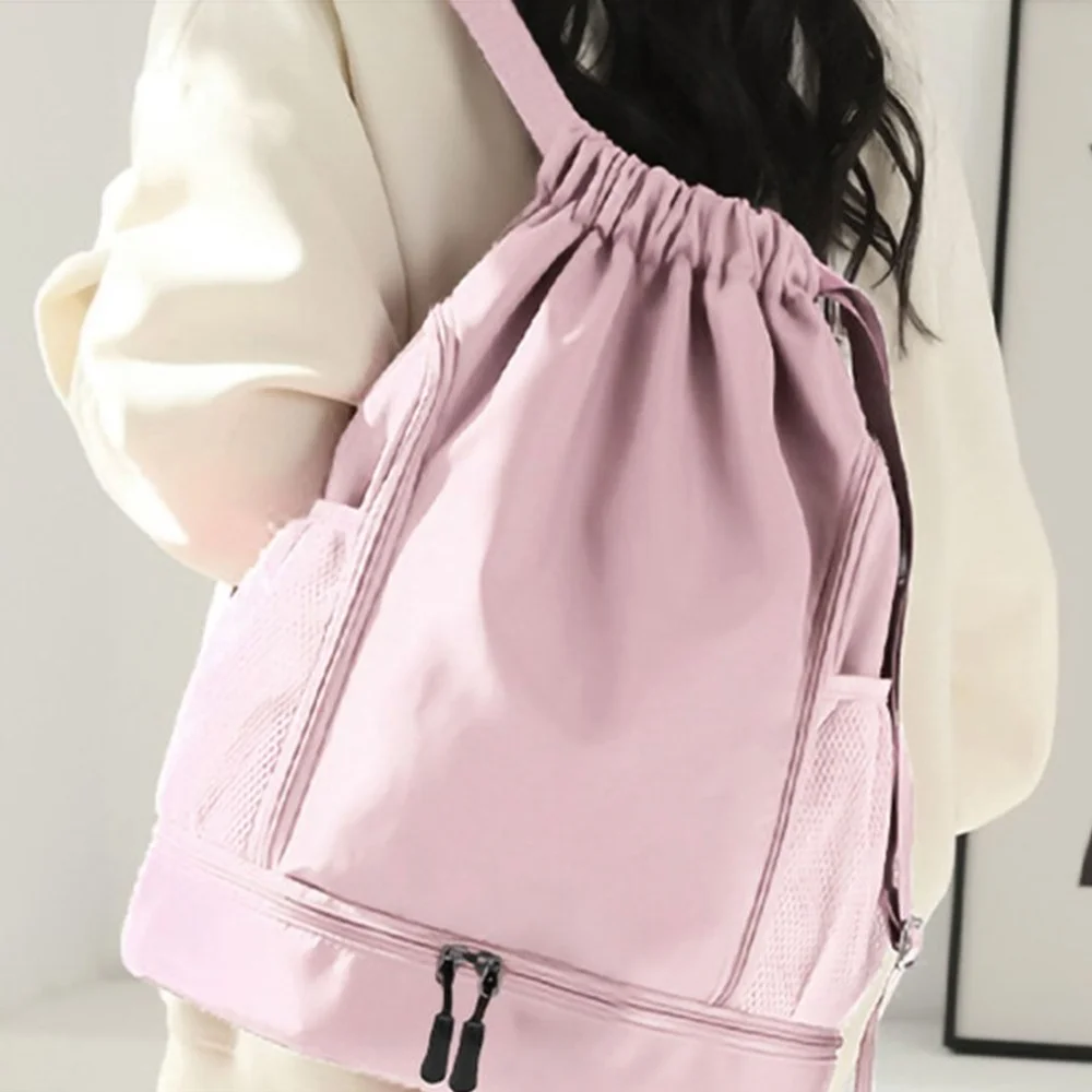 

Large Capacity Sports Drawstring Backpack Oxford Cloth Adjustable Straps Basketball Backpack with Shoe Compartment Lightweight