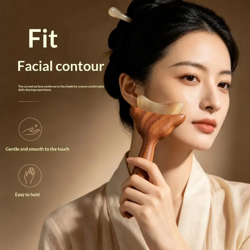 Sandalwood Gua Sha Board Facial Massage Tool Acupoint Scraping Massager Lifting Wrinkle Removal Skin Care Accessory