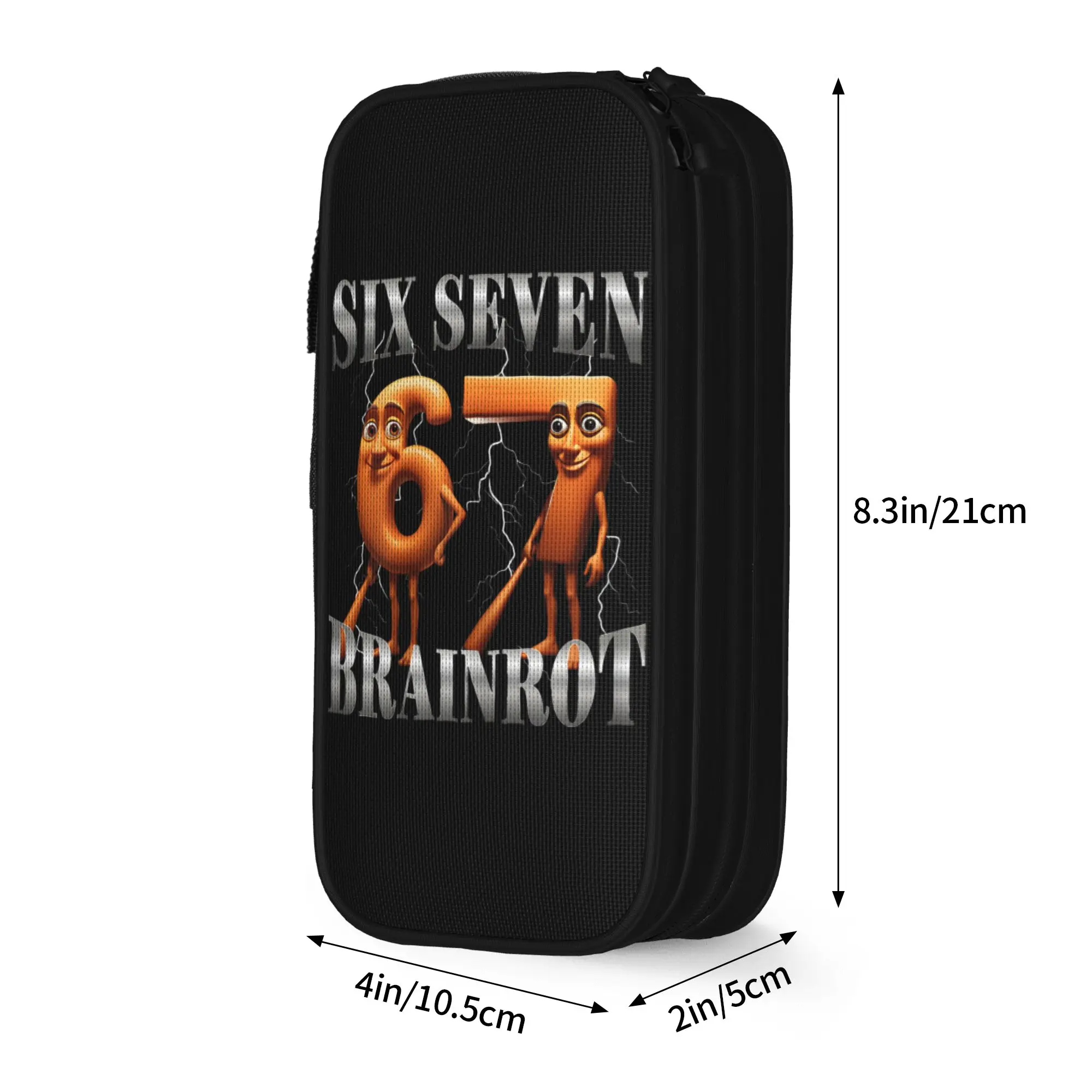 Funny 67 Brainrots Tung Tung Sahur Six Seven Pencil Case Pencilcases Pen Large Storage Bag Students School Stationery