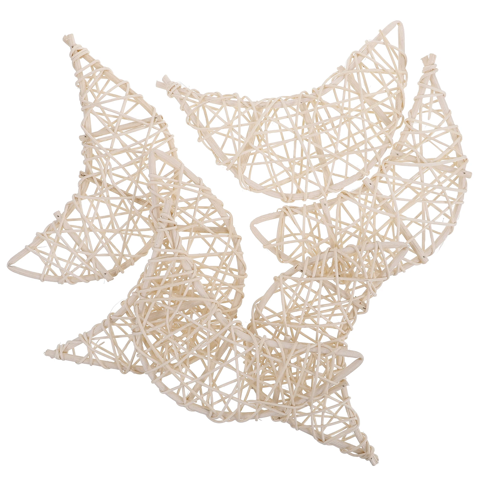 

6pcs Rattan Ring Decorations Unique Design Material Festive Atmosphere Wedding Kindergarten Shop Window Moon Shape