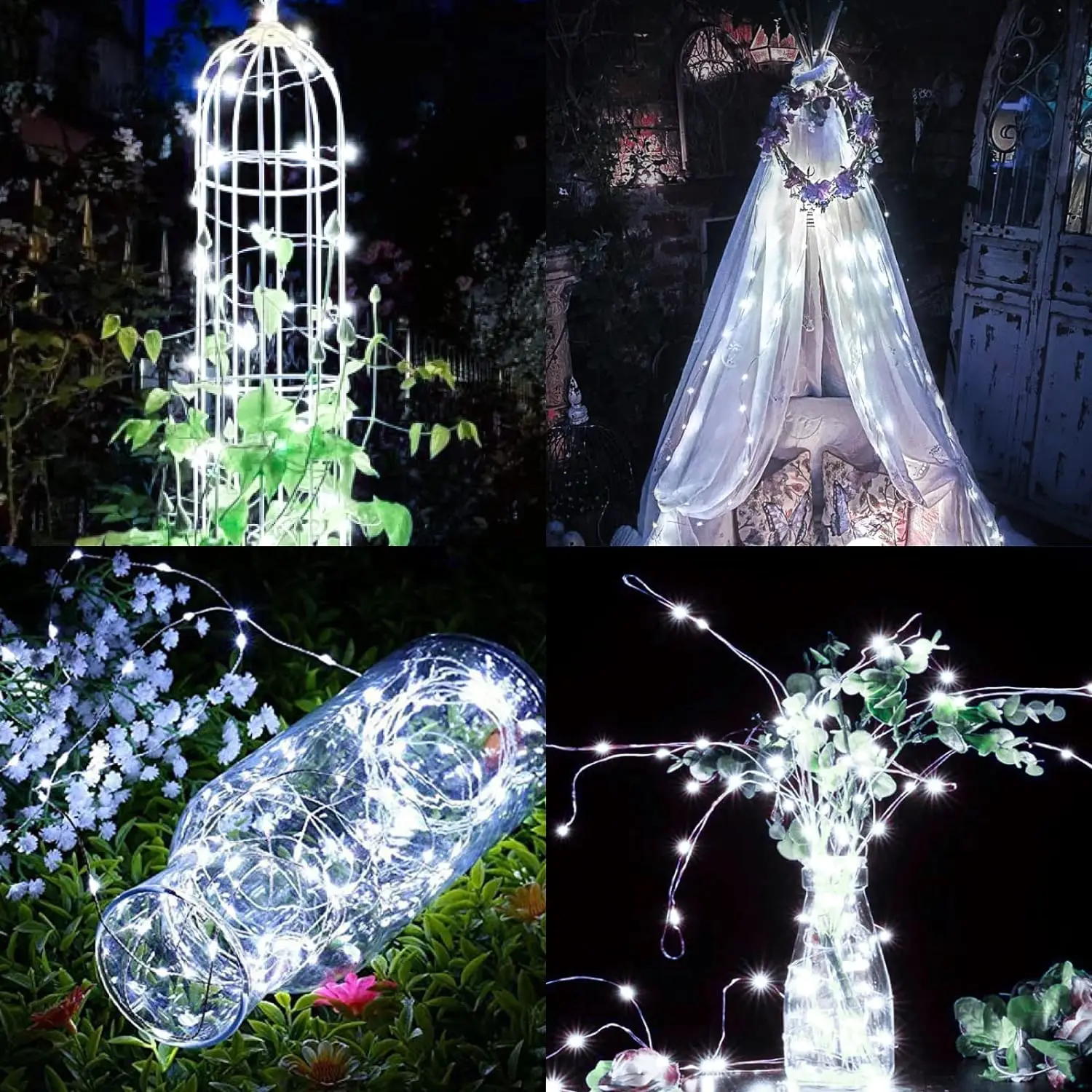 Solar Fairy Lights Outdoor Waterproof, 2 Pack 33ft 100 LED Solar Twinkle Lights, White Solar Christmas Lights for Backyar