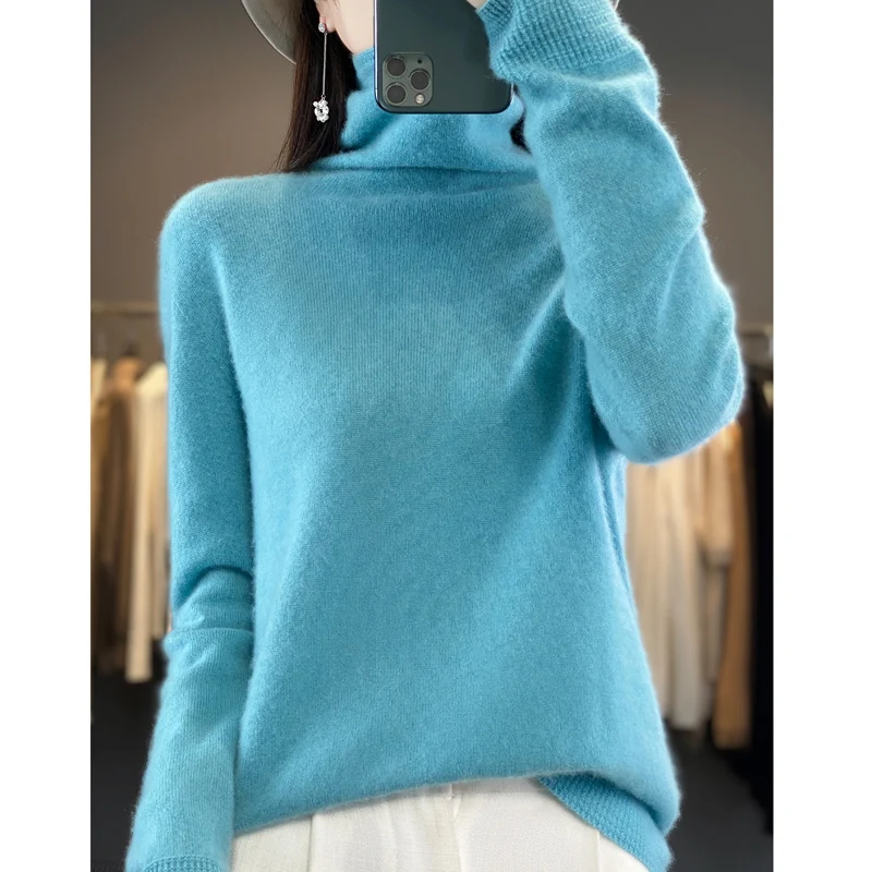 

New Cashmere sweater Women's sweater for Autumn/Winter 2024 100% Merino Wool fashion turtleneck soft warm knit base jumper top