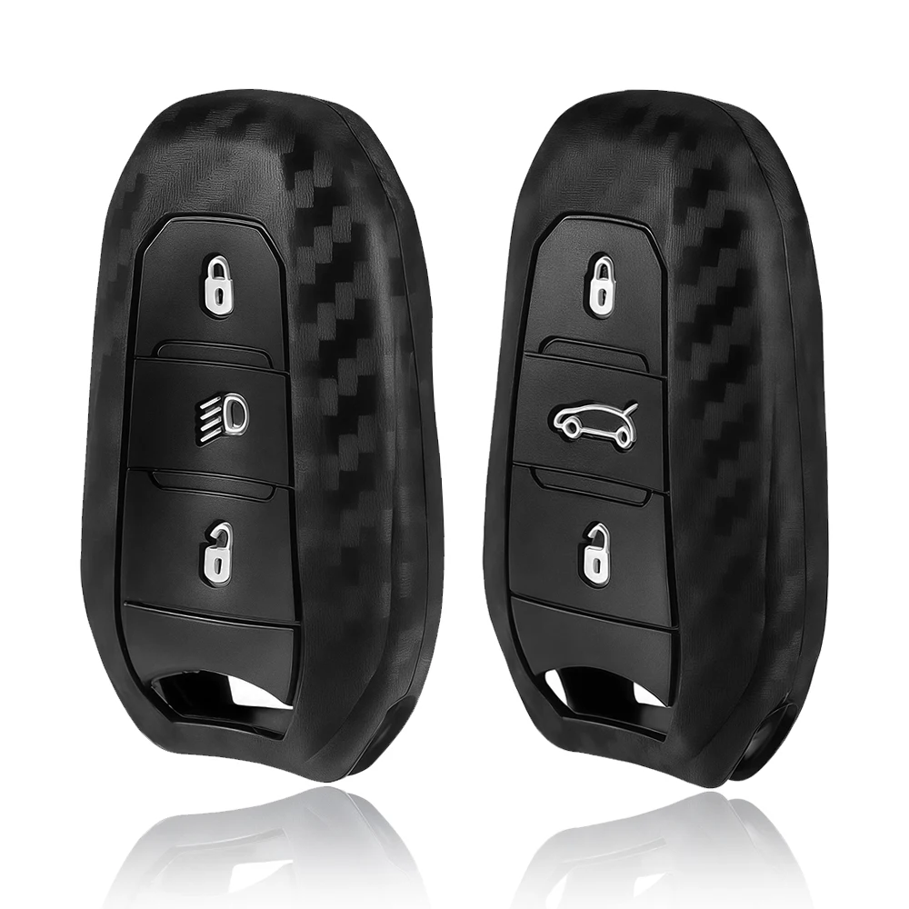 

Силиконовый чехол для автомобильного ключа с принтом из углеродного волокна для Peugeot 208 2008 308 3008 508 408 307 4008 Citroen C3 C4 C5 C6 C8 брелок