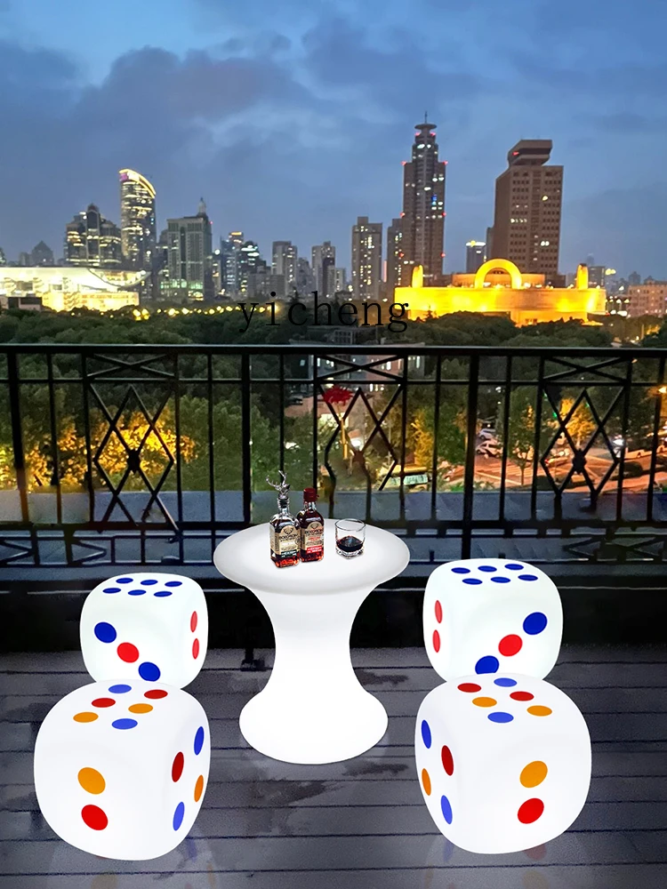 Tqh Outdoor Camping Luminous Table and Chair Set Factory Direct Sales Dice Stool Bar Restaurant Outdoor