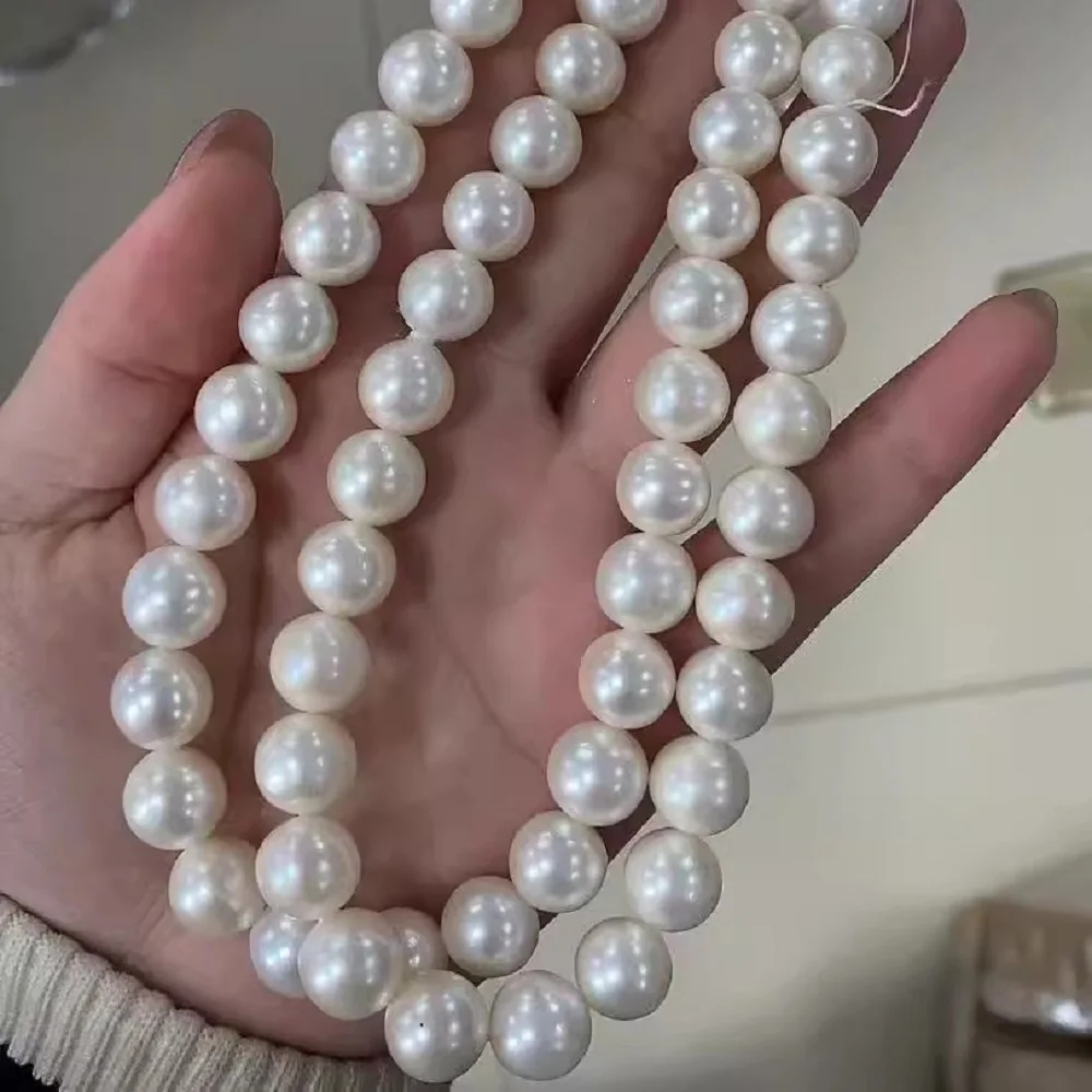 

Classic Pearl Necklace AAA11-12mm Natural Japanese Round Pearl Necklace 925s-18in