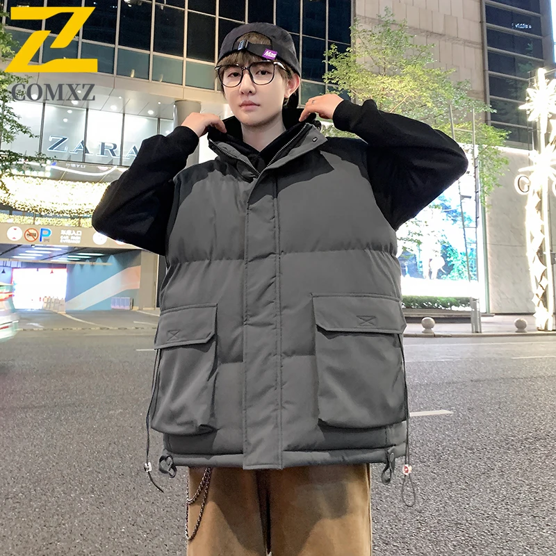 

COMXZ Cross Border Autumn Winter Vest Men Handsome Trend Sleeveless Warm Vest Youth Armless Sports Coat Warm Tactics Waistcoat