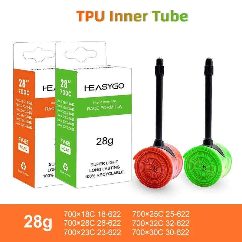 Ultralight Bike Inner Tube 700C 18 23 25 28 32 Road Bicycle TPU Tire 65mm Length French Valve Super Light Tube