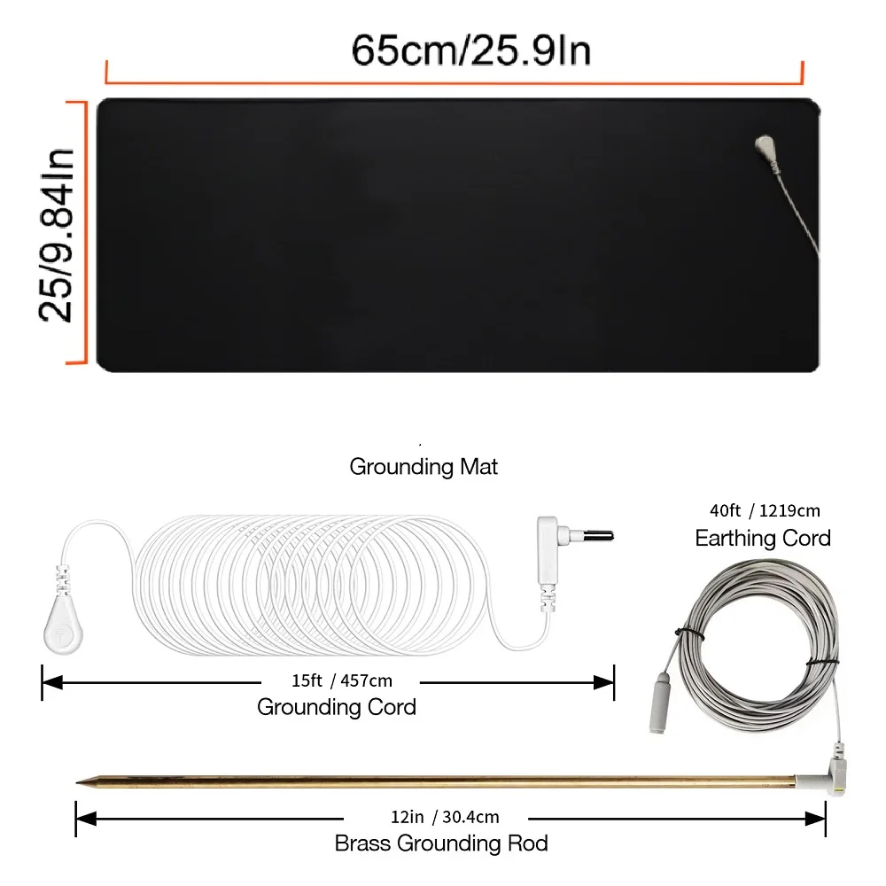 25X65CM Earthing Grounding Foot Mat to The Earth EMF Recovery  with Copper Grounded Rod To Helps An Sleep Assist & Helps Anxiety