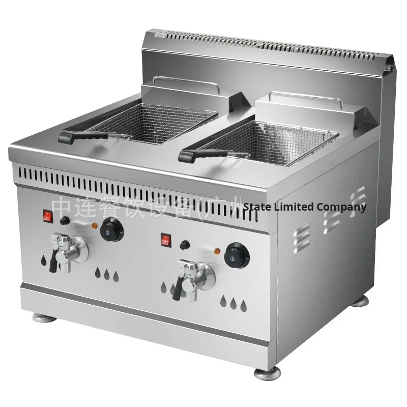 

SURRI Double Tanks Stainless Steel Desktop Commercial Gas Deep Fryer 18L+18L