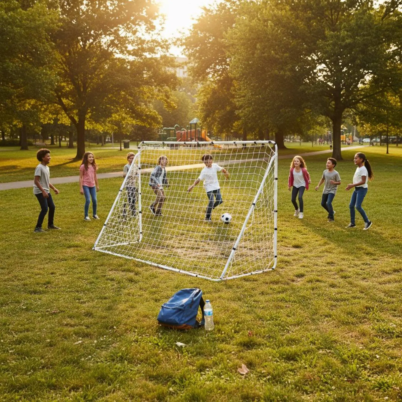 

Metal Soccer Goal Sturdy Iron Frame Outdoor Football Goal Athletic Gear Long-Lasting Easy to Assemble for Teens, Indoor