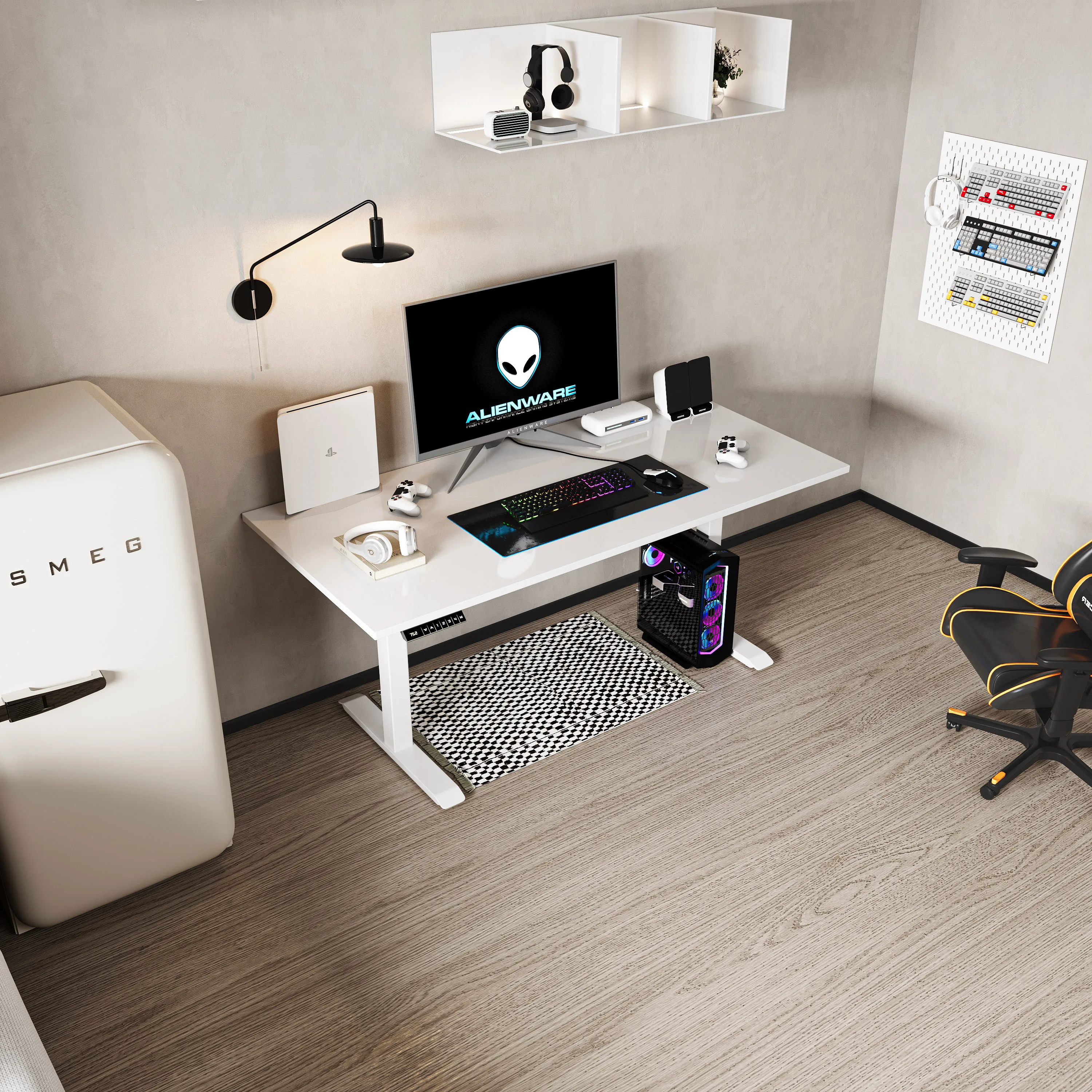 

Hot Selling Intelligent Electric White Desk Ergonomics Student Learning Height Controllable Office Desk