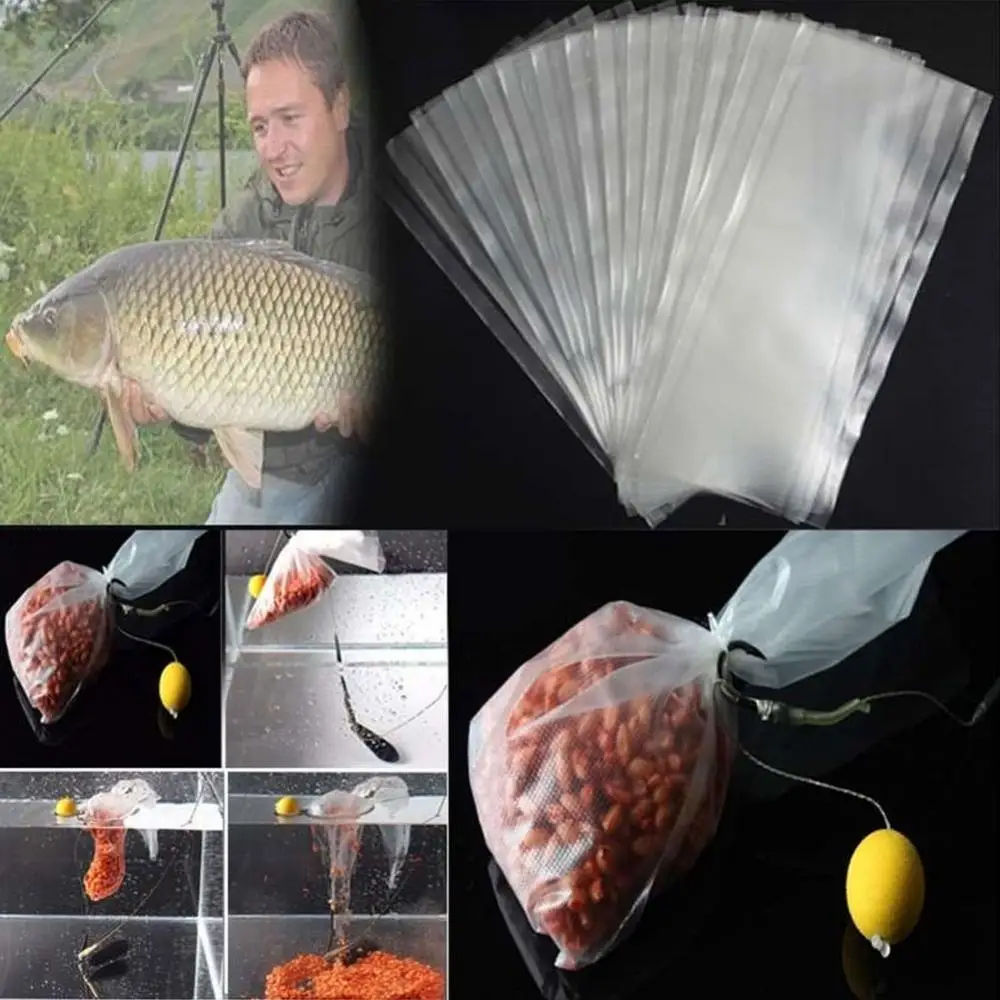 50Pcs Outdoor PVA Mesh Carp Lure Fishing Bait Bag Water Soluble Tackle Tool Bolsa de cebo