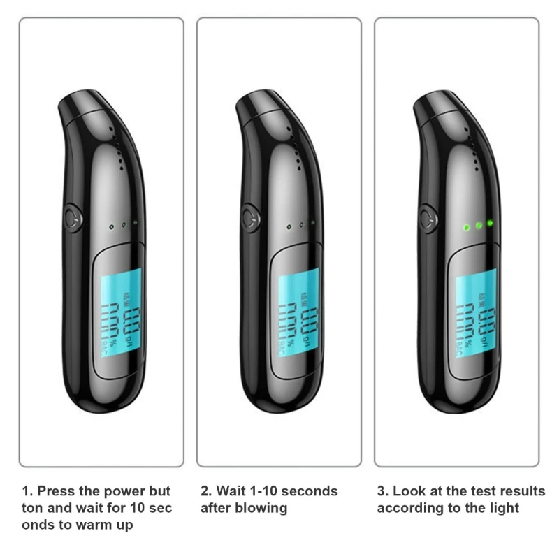 Blowing Alcoholicity Breath Tester Breathalyzer LCD Screen Breathalyzer Detector Quick Accuracy Response for Car Driving