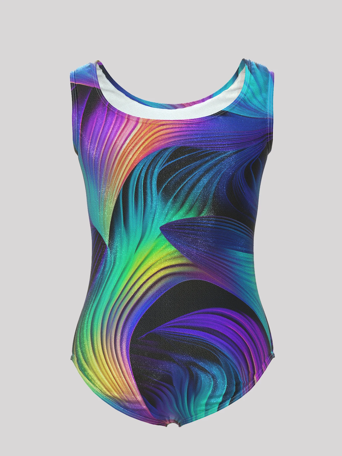 Girls Gymnastics Leotards Todder Colorful Line Design SleevelessTank Leotard Kids Dance Activewear  Random color