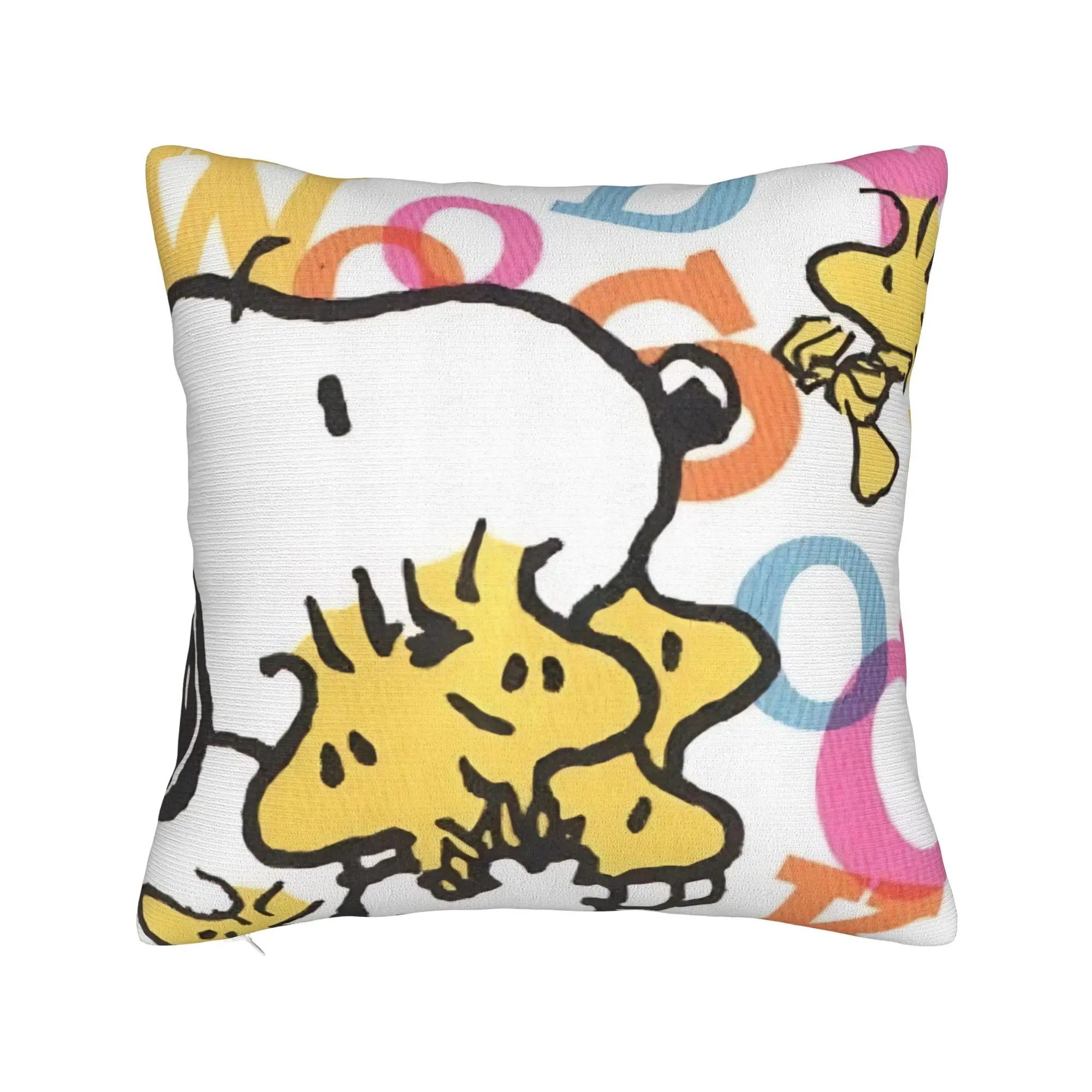Cute S-Snoopys Woodstocks Square Pillow Case  Cushion Cover Awesome Zipper Decor Pillowcover for Bed 45x45cm