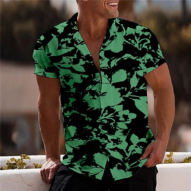 Hawaiian Shirt For Men Vacation Daily New Trend Gym Elegant Flower Pattern Summer Casual Fashion Oversized Men Y2k Clothing