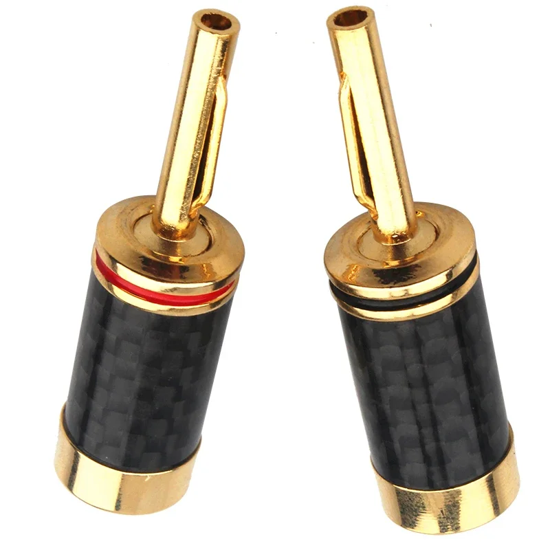 

8pcs Banana Plug Carbon Fiber Gold-plated Free Welding Banana Plug Connector HiFi Audio Amplifier Speaker Cable Plug