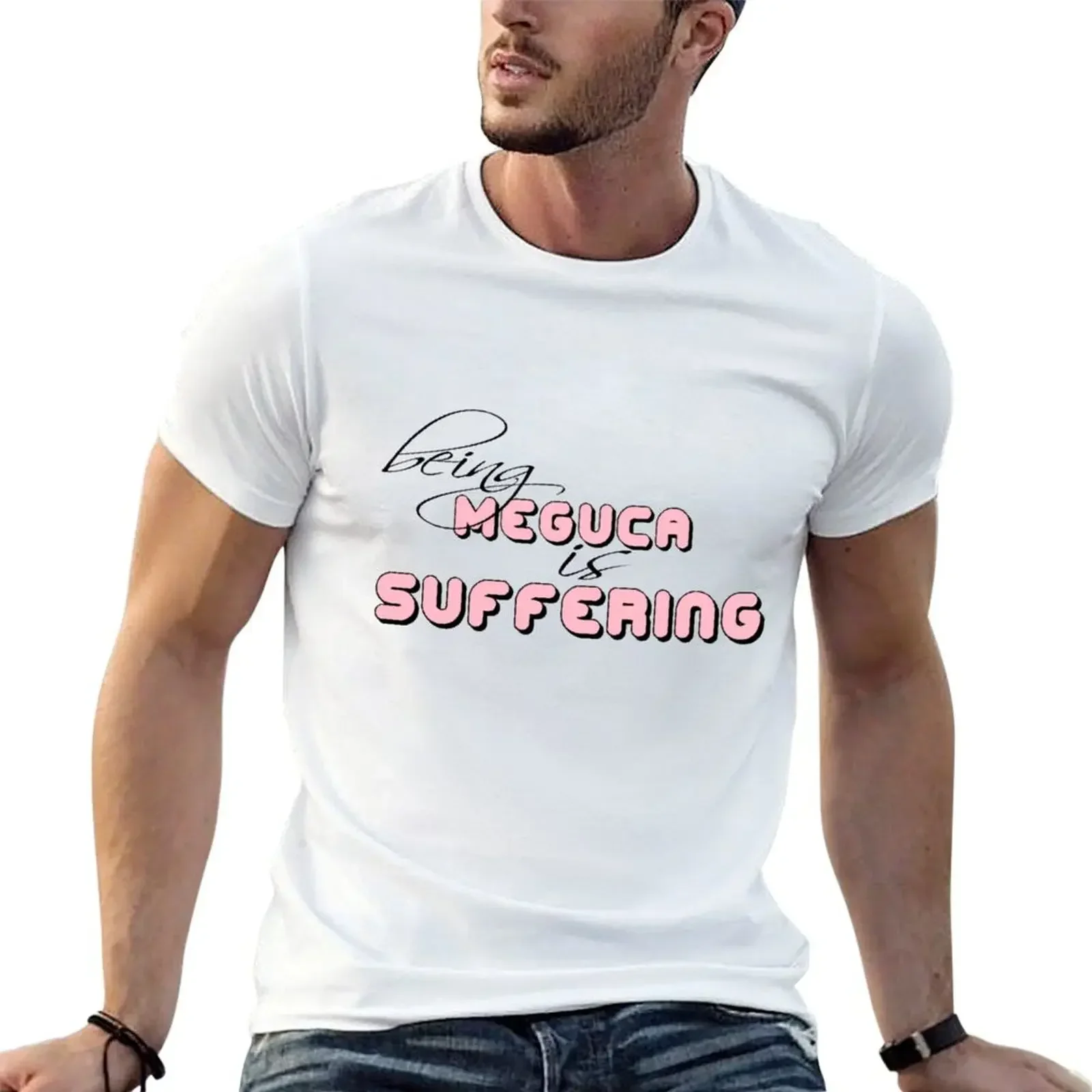 being meguca is suffering T-Shirt street wear oversizeds summer top man clothes men clothing