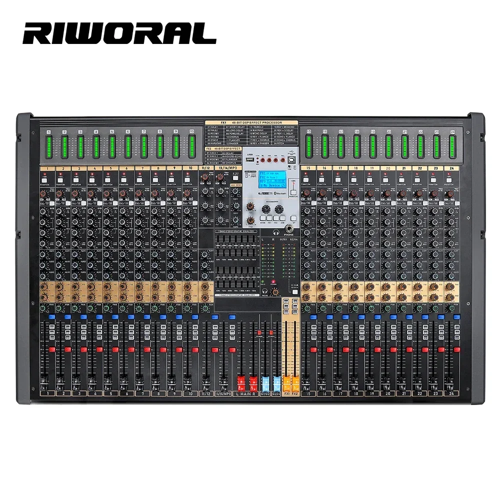 TFB-24 Professional dual 7-segment balanced tuning usb interface controller audio mixer effect sound console mixing