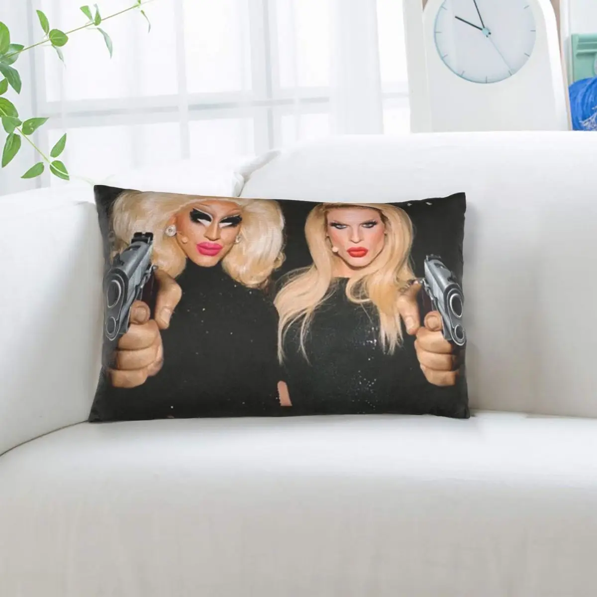 Trixie And Katya - Behind The Scenes - Dangerous Woman Meme Rectangle Pillowcase Cushion Cover Bedroom Bed Home Throw Pillow