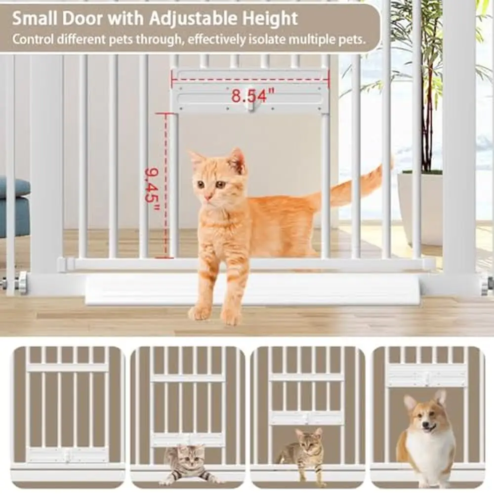 40.55" Tall Extra Wide Pet Gate with Small Door and Double Lock Durable and Adjustable Indoor Safety Proof Gate Dogs Cats and