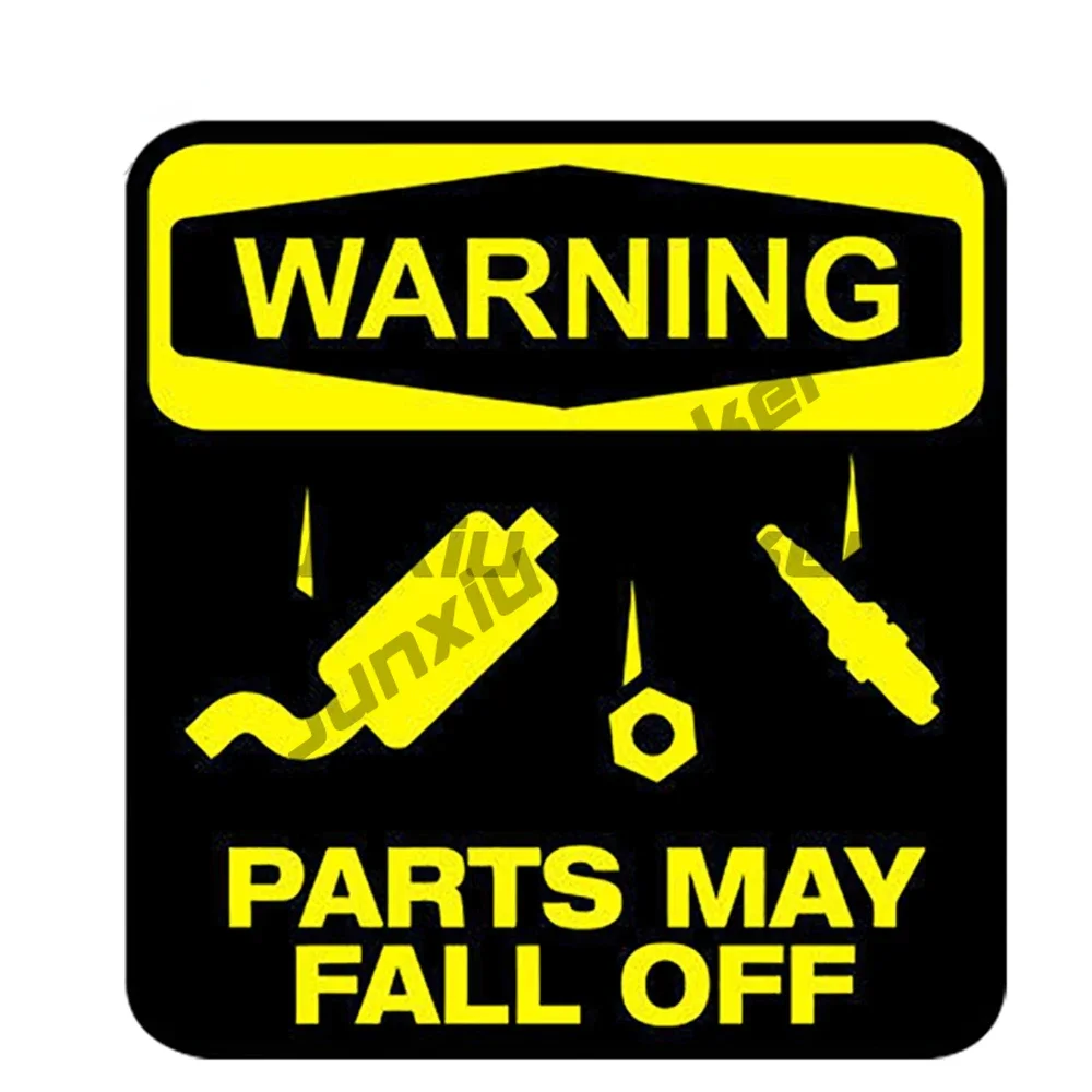 New Design Yellow Warning Parts May Fall Off PVC Fashionable Car Sticker Personality Creative Scratch Sticker