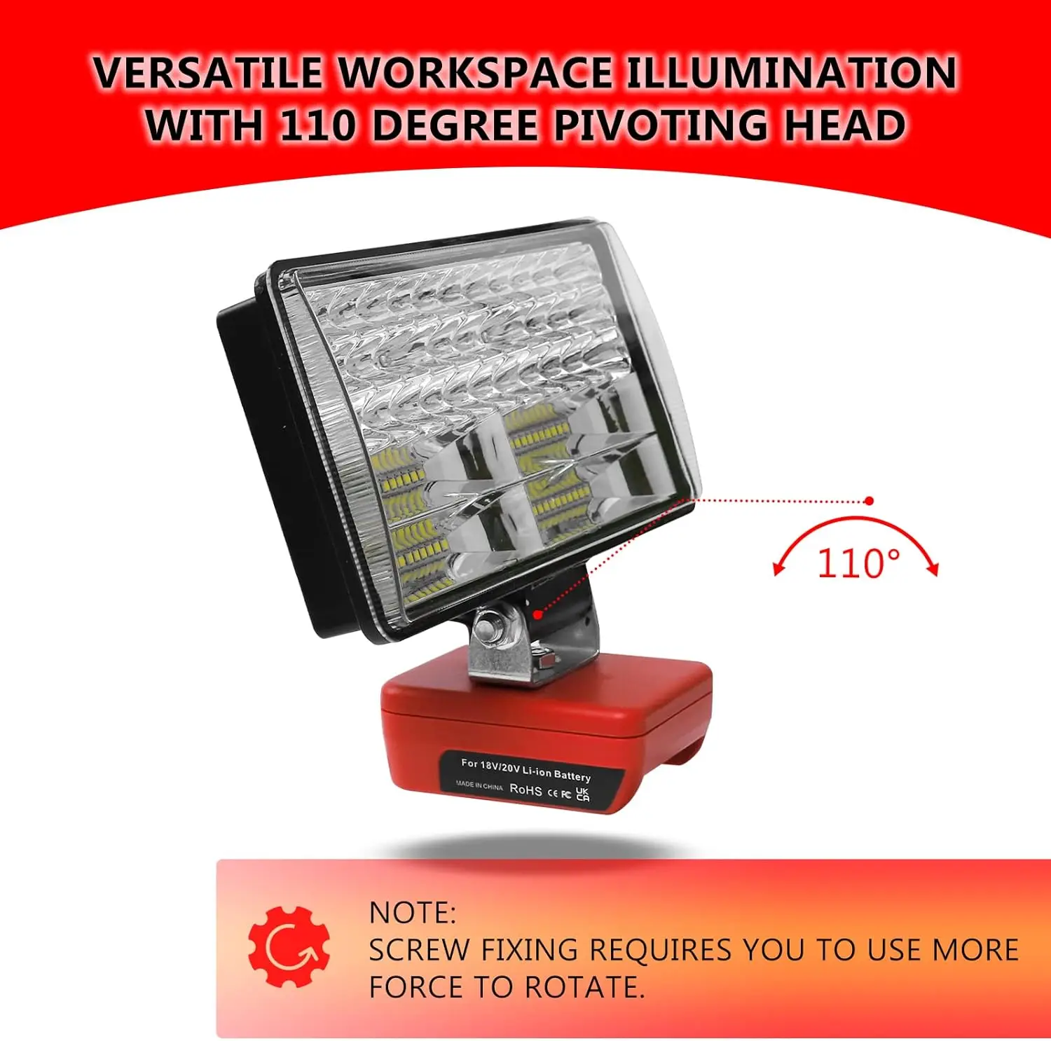 밀워키 18V 리튬 이온 배터리 비상 조명용 35W Led 작업 조명 2개의 USB 포트가 있는 전동 공구 조명