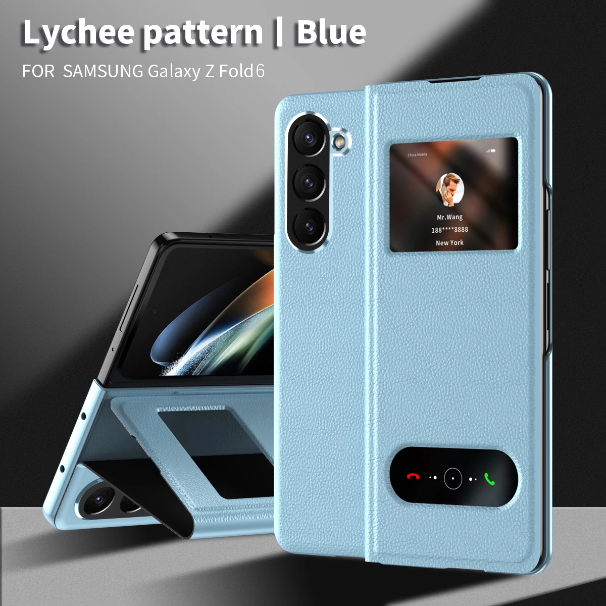 Magnetic Close Business Style Leather PC Flip Cover Case for Samsung Galaxy Z Fold 5 4 3 Smart View Call ID Shows Answer Phone