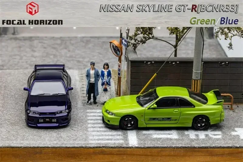 

Литая под давлением модель автомобиля Focal Horizon FH 1:64 Skyline R33 GT-R BCNR33 Green/Blue Limited99