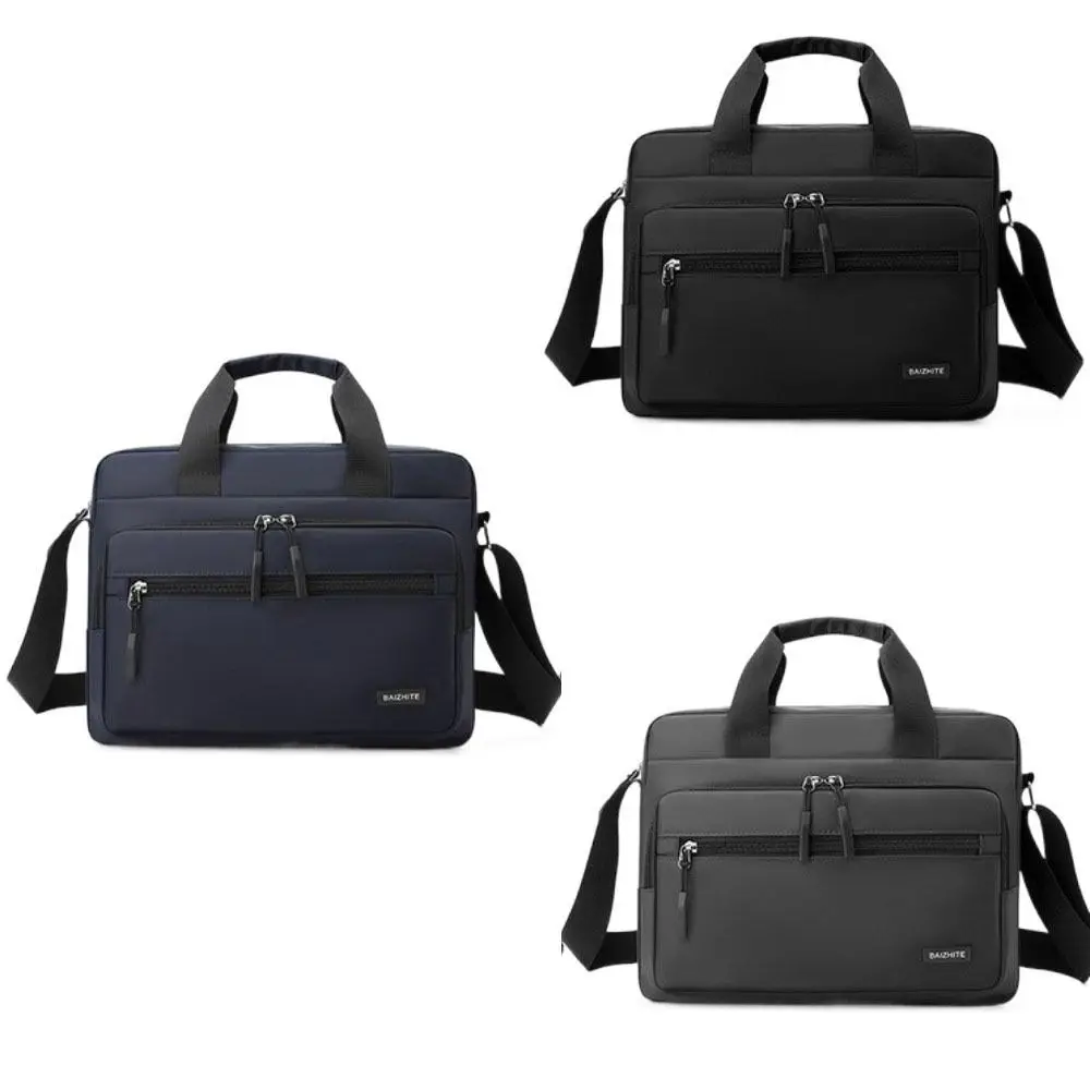 Oxford Cloth Men Business Briefcases Large-capacity Square Laptops Handbag Solid Color Brief Case Crossbody Sling Bag Lady