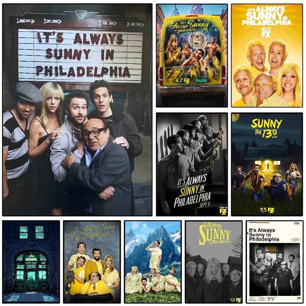 Póster de programa de televisión ITS ALWAYS SUNNY IN PHILADELPHIA, pared adhesiva HD, impermeable, para el hogar, sala de estar, dormitorio, Bar, decoración estética