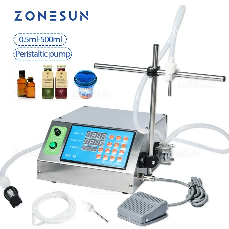 ZONESUN-máquina de llenado automático de líquidos, bomba peristáltica, botella de llenado de agua, Vial para bebidas, aceite, Perfume, pequeña