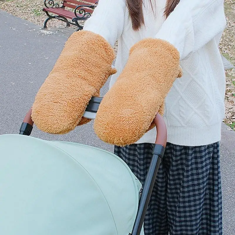 Cold Season Baby Strollers Handmuffs Warm and Windproof Easy to Attach Soft for Comfort for Parent Use in Winter A2UB