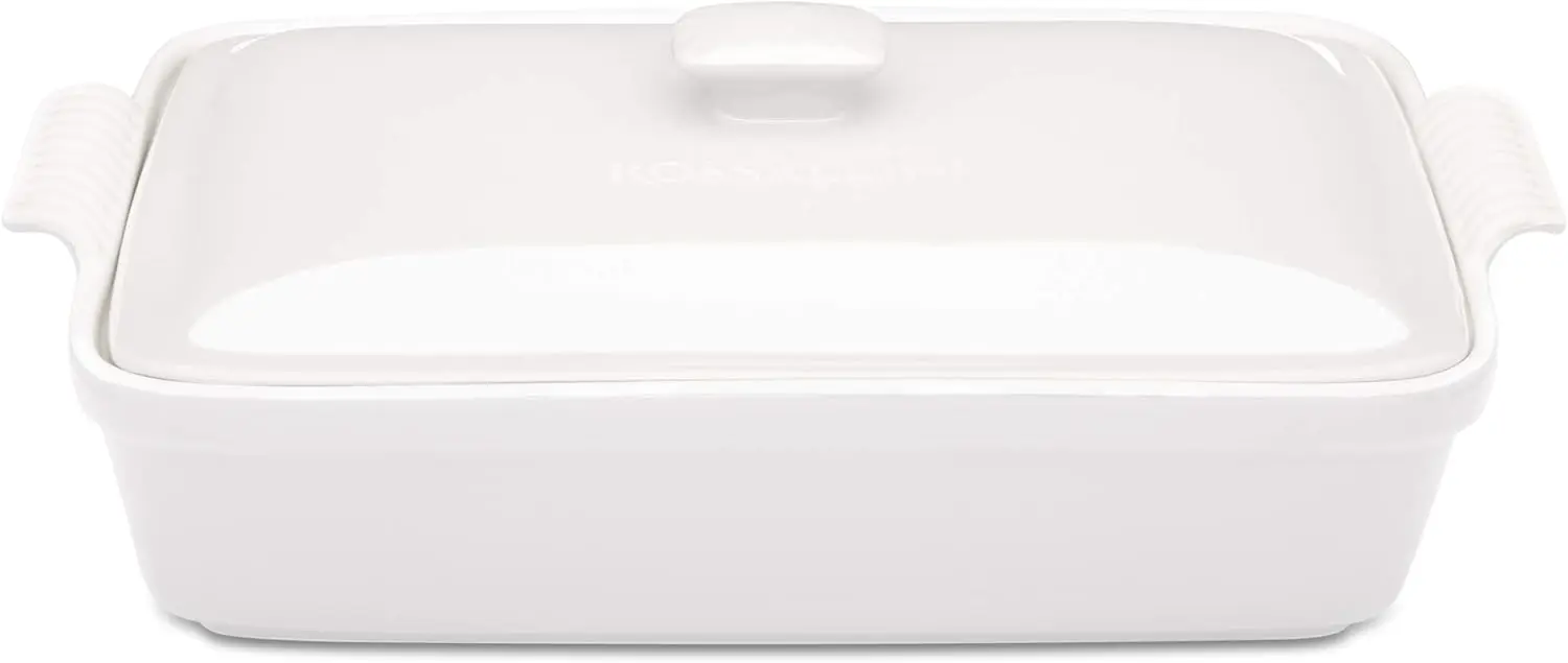 

Большой набор блюд для запекания из белого керамического камня с крышкой, прямоугольные формы для выпечки на 4,23 литра для духовки и морозильной камеры