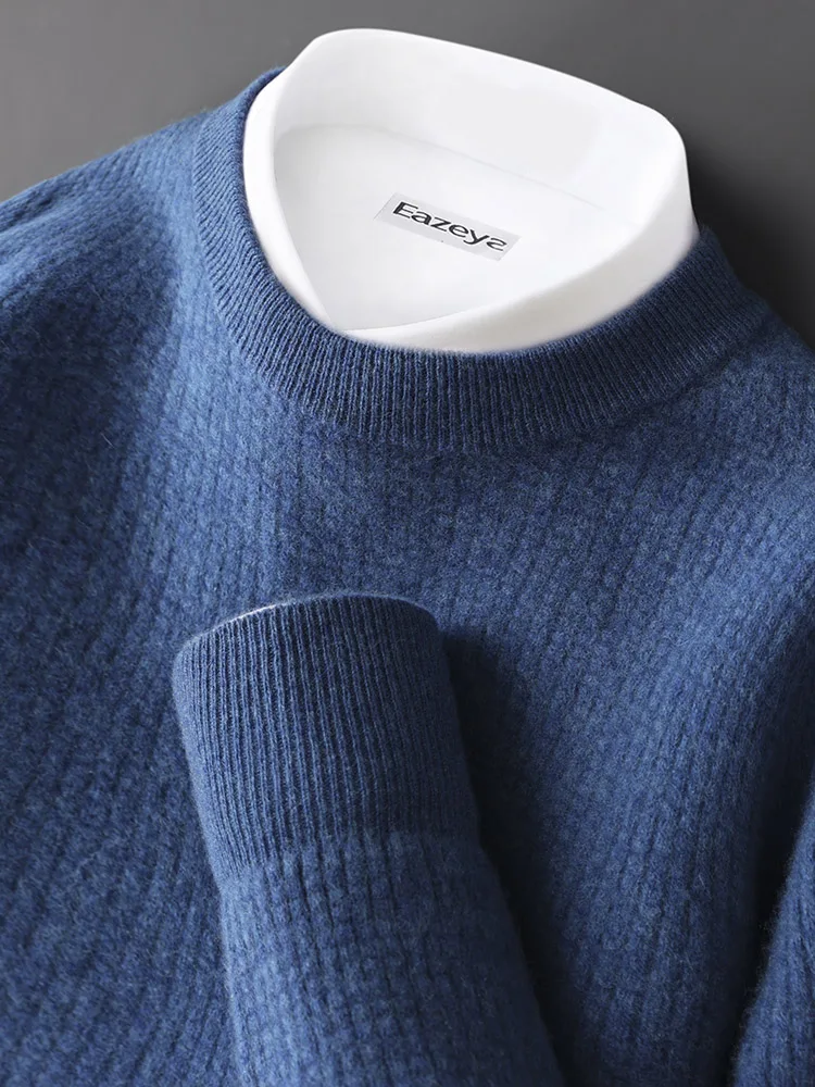 Men's 100% Merino Wool Knitwear Sweater Cashmere Pullover Autumn Winter Basic Smart Casual 4 Color Warm Soft Solid Clothing Tops