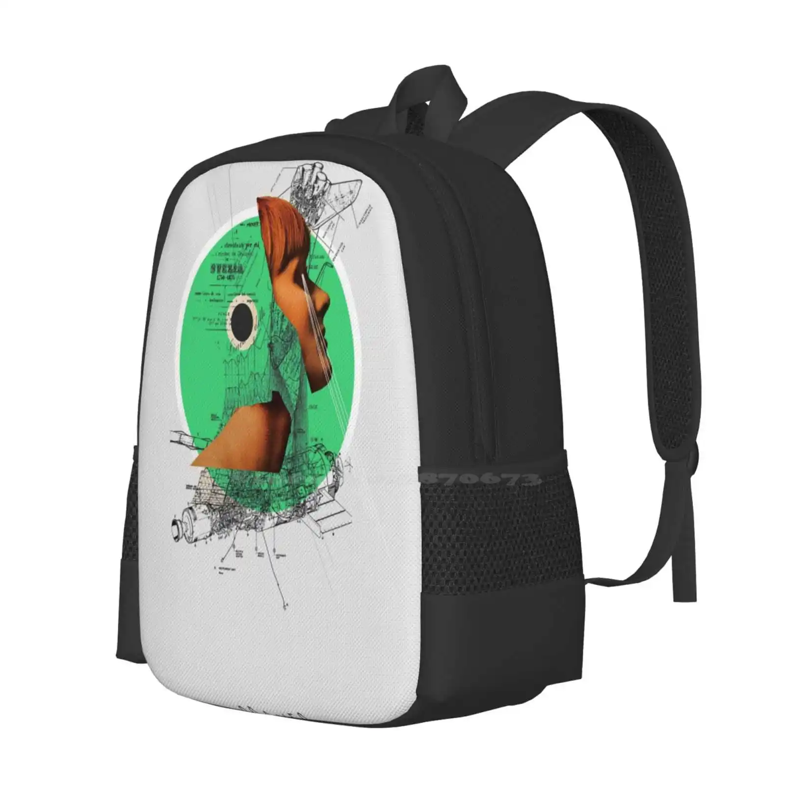 Prayer Hot Sale Schoolbag Backpack Fashion Bags Frank Moth Vintage Digital Collage Prayer Green Grey White Heaven Pop Art