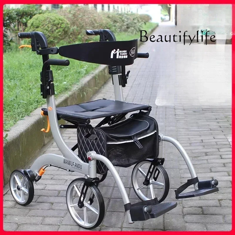 

driving can sit aluminum alloy elderly shopping cart Elderly trolley walker scooter four-wheel assisted