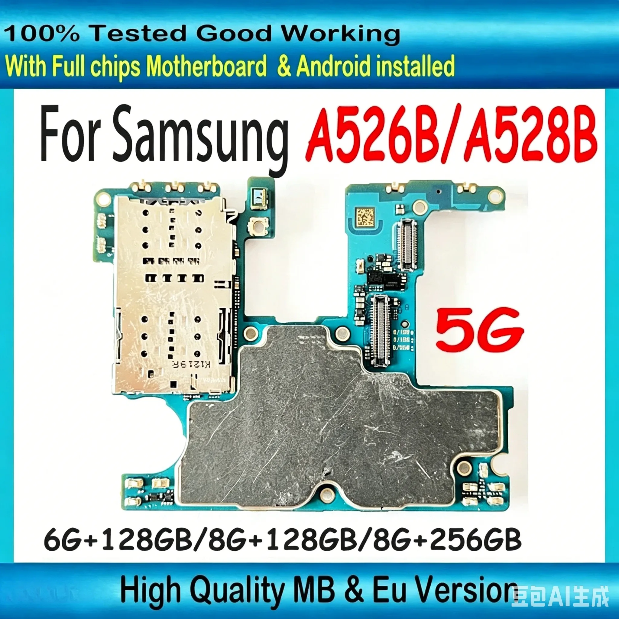 Placa base completamente funcional para Samsung Galaxy A52 A526B A525F, placa base SM-A526B A526U, placa lógica 100% con sistema Android