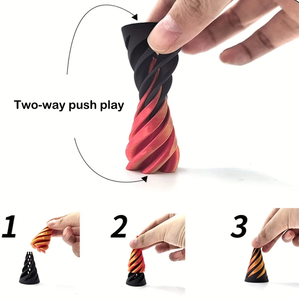 3D Printed Spiral Cone Toy Mini Vortex Thread Illusion Stress Relief Pass Through Pyramid Fidget Toy Gifts for Kids and Adults