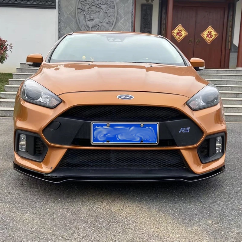 High Quality ABS Glossy Black Front Bumper Lip Spoiler Body Kit For Ford Focus RS ST 2015-2018 Modification Accessories