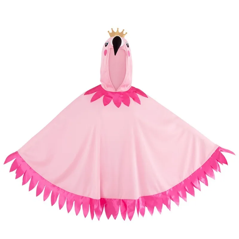 Valentine's Day Flamingo Cosplay Costume Pink Cartoon Print Hooded Cloak for Women Men Carnival Party Performance Outfit view 6