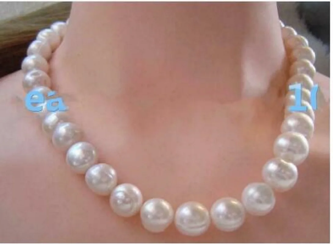 

18" AAA 11-12 MM SOUTH SEA NATURAL White Baroque PEARL NECKLACE 14K GOLD CLASP