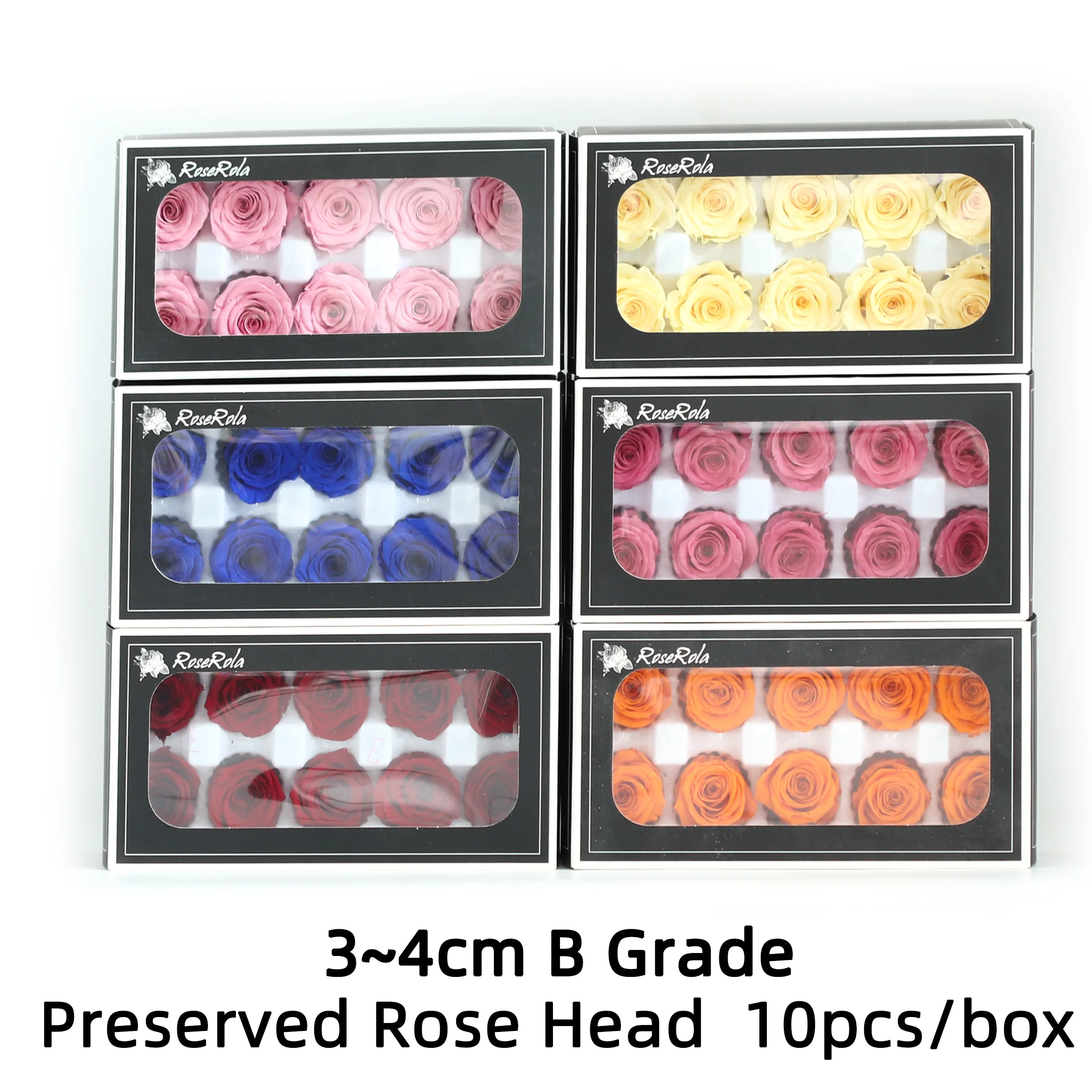 10pcs/box Grade B 3-4CM Preserved Roses Heads，Eternal Mini Rose Head，Natural Rose Head, For Crafts Valentine's Day Mother'S Day