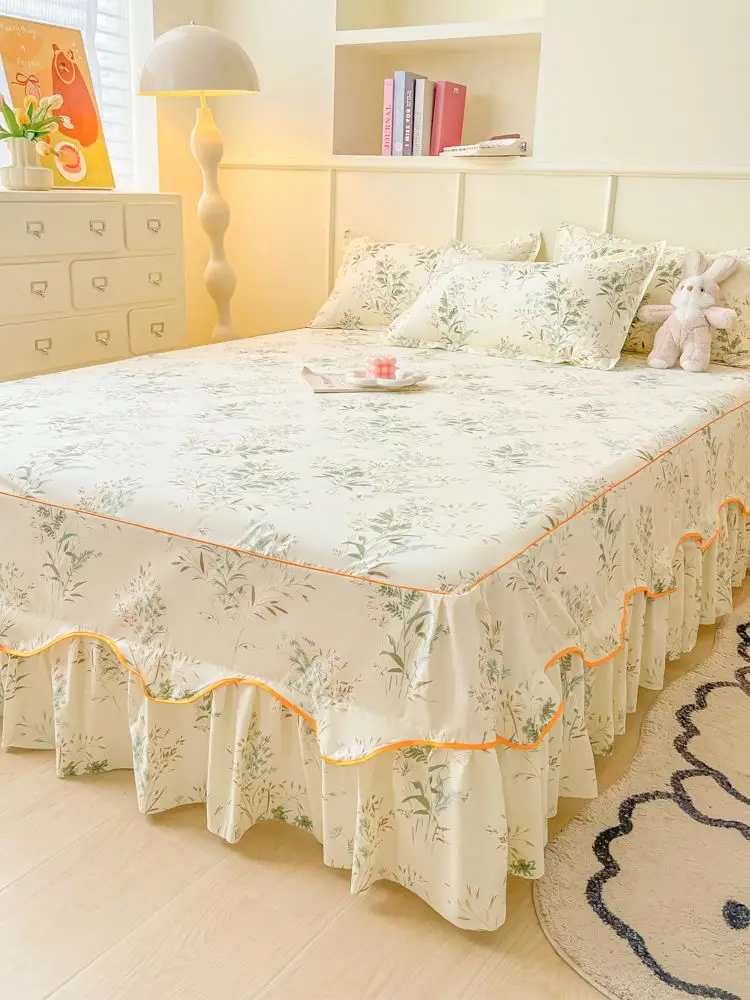 Bed Skirt with 2Pcs Pillow Covers Home textile Cotton Sheet with Skirt for King Queen Size Bed Spreads Bedroom Soft Bed Cover - view 2
