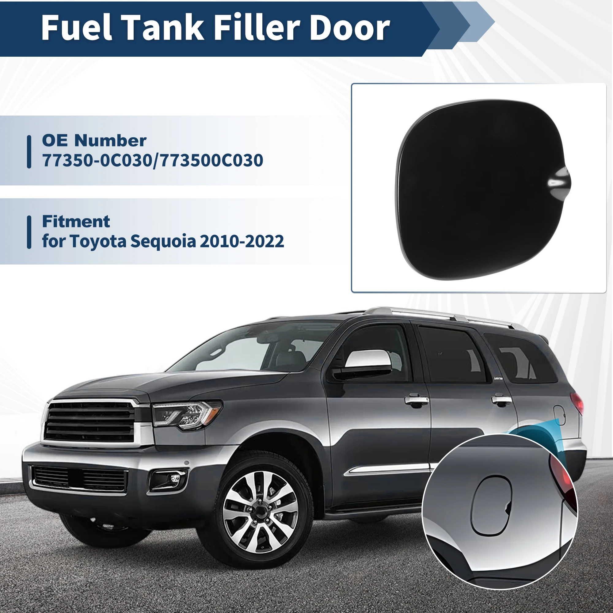 

UXCELL Fuel Tank Door Cover for Toyota Sequoia 2011-2020 Gas Filler Door 77350-0C030